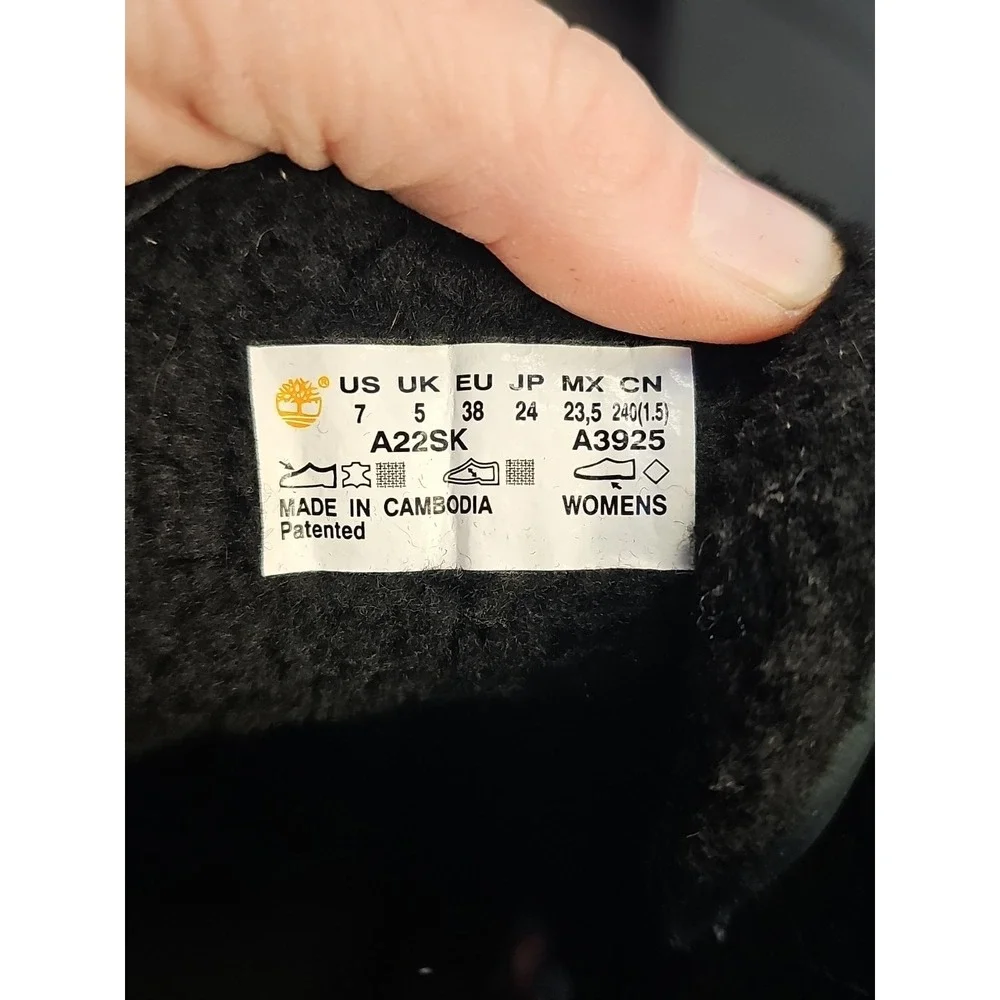 Timberland Women KNEE SNOW BOOTS 7‎ Black Lace Rugged Leather WARM NEW $198
